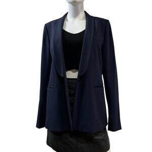 Madewell Womens Navy Blue Shawl Collar Single Button Blazer Size US 12